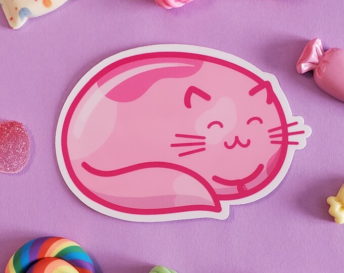 Pink Jellybean Cat Sticker