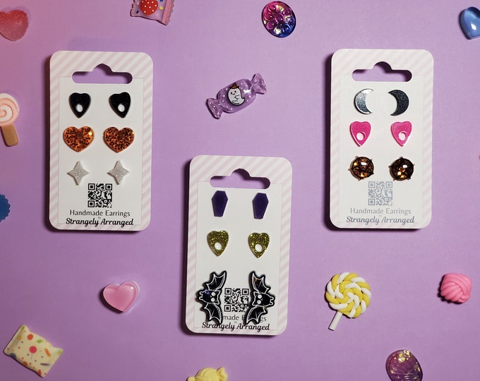 Spooky Cute Stud Earring Mystery Sets | 3 Pairs of Earrings