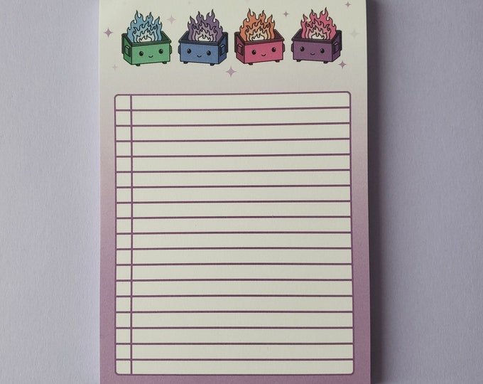 Dumpster Fire Notepad | Multicolor Dumpster Fire To Do List
