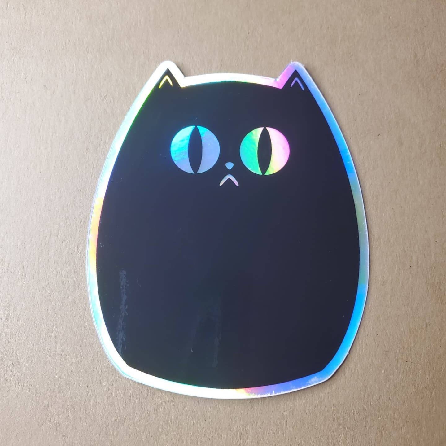 Cat Sticker Holographic Vinyl Sticker Spooky Sticker Etsy