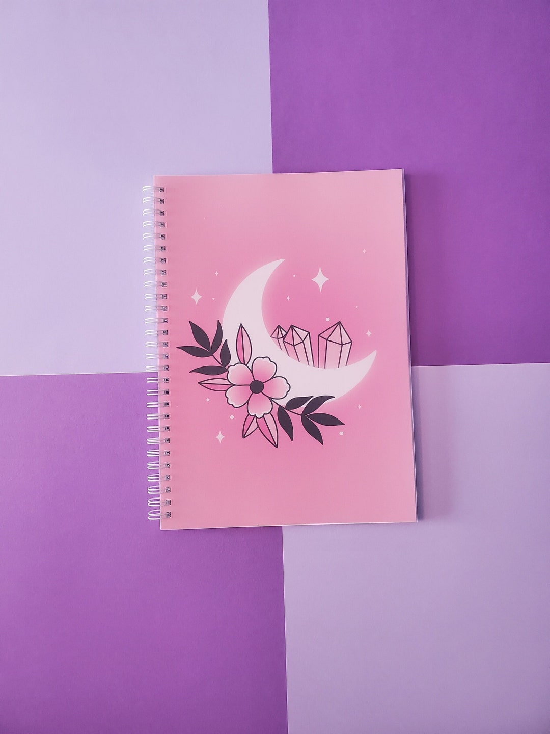 Pink Sticker Notebook XL Sticker Book | Pink Floral Moon Sticker Collection LARGE Notebook ...