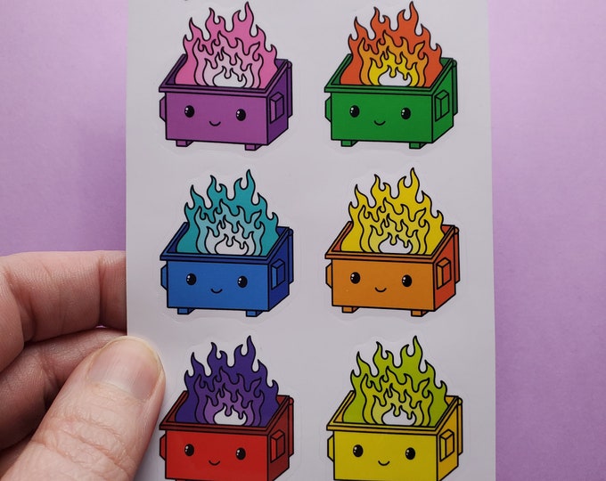 Mini Sticker Set 07 | Tiny Dumpster Fire Rainbow Sticker Sheet Minis