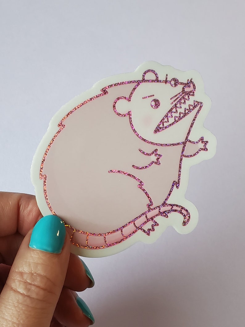 Screaming Possum Holographic Sticker Cute Feral Possum Holo Outline Sticker image 2