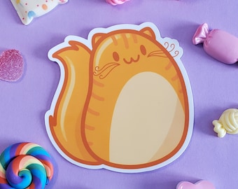 Jellybean Cat Sticker Orange | Kawaii Sparkly Cat Sticker | Happy Cat Sticker