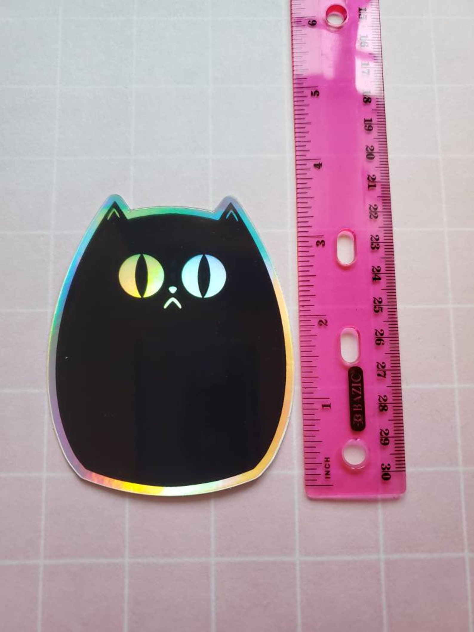 Cat Sticker Holographic Vinyl Sticker Spooky Sticker Etsy
