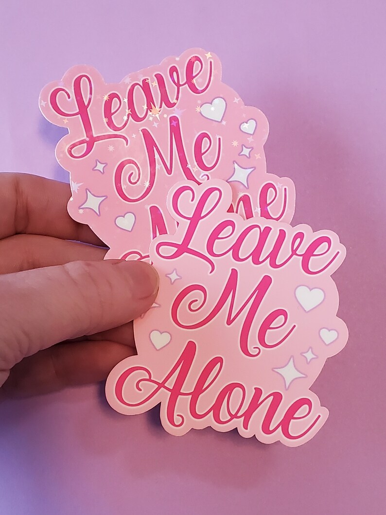 Leave Me Alone Sticker Cute Sassy Pink Sparkles image 4