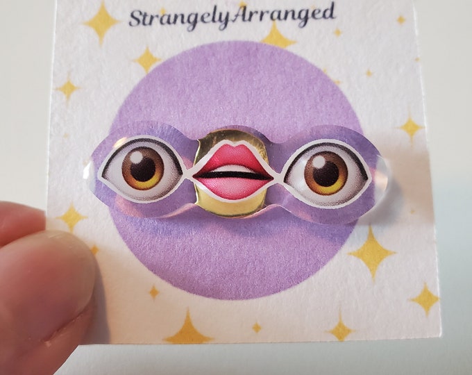 Ridiculous Eye Mouth Eye Acrylic Pin | Funny Lapel Pin, Pin Collection