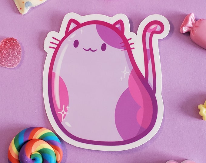 Purple Jellybean Cat Sticker