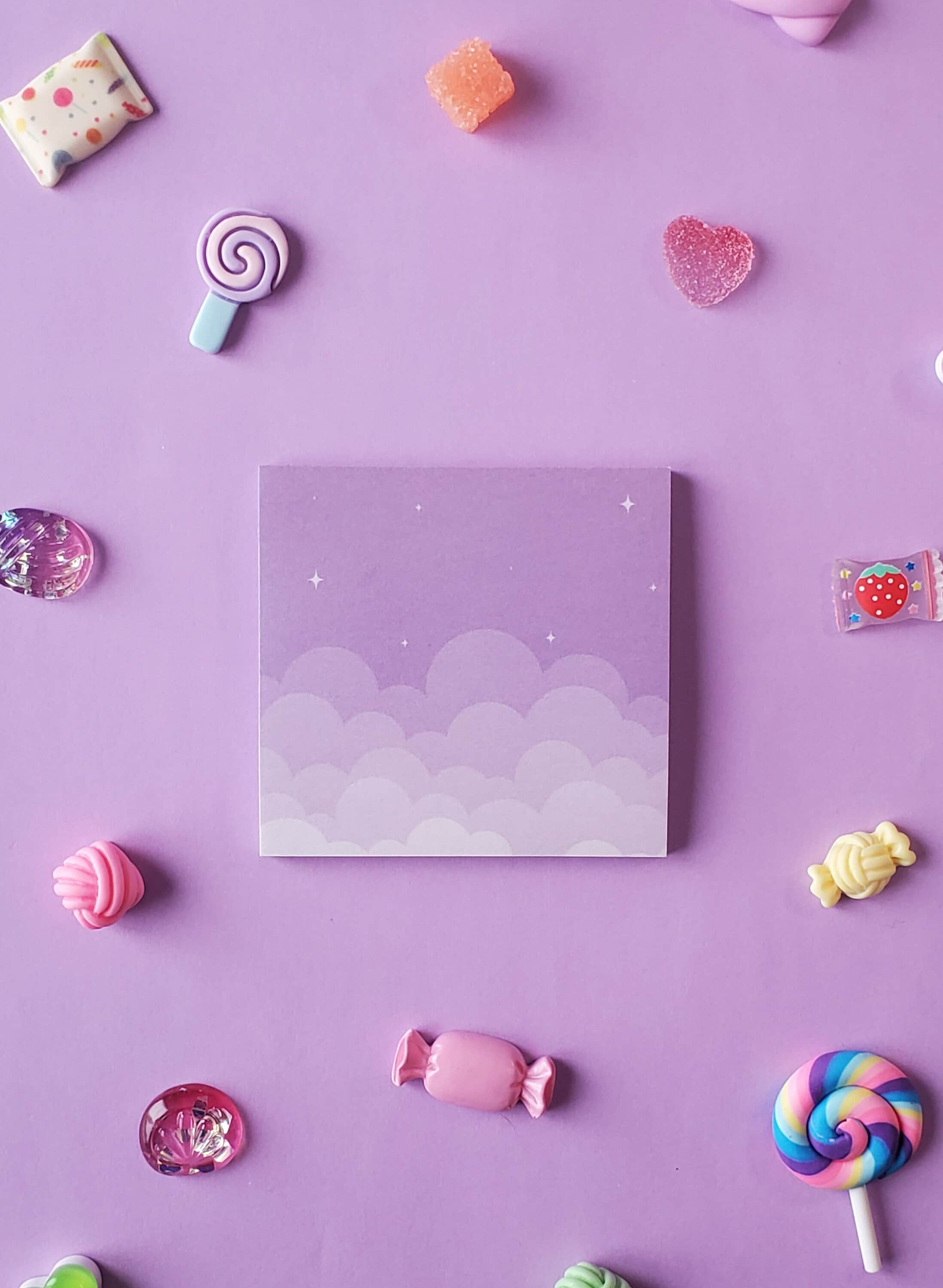 Sticky Notes In The Shape Of A Purple Cloud, Cloud Paper, Purple