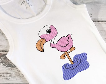 Conception de broderie Flamingo Sketch Machine