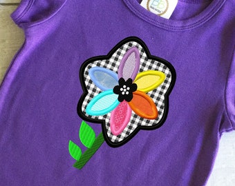 Mod Flower Applique Machine Embroidery Design