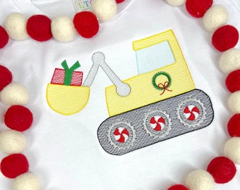 Christmas Excavator sketch machine embroidery design