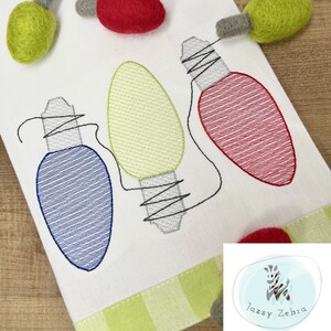 Merry and Bright Christmas lights sketch machine embroidery design