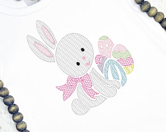 Easter Bunny with Easter Egg motif filled machine embroidery design