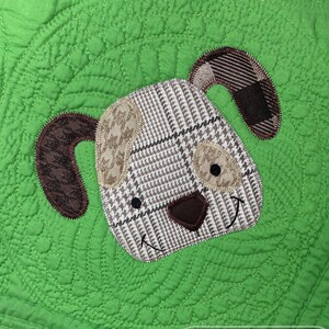 Dog head vintage stitch appliqué machine embroidery design