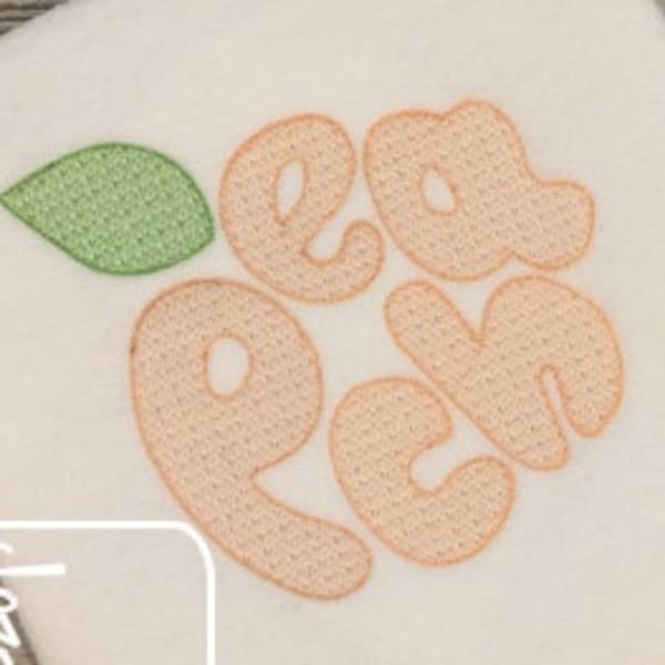 Peach word shaped peach motif filled machine embroidery design