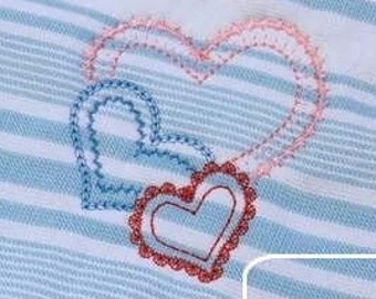 3 heart vintage stitch machine embroidery design
