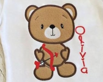 Cupid Bear appliqué machine embroidery design