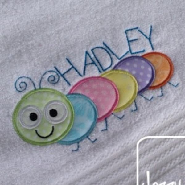 Caterpillar applique machine embroidery design