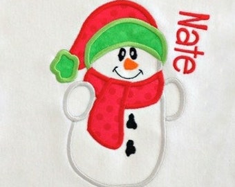 Snowman applique machine embroidery design