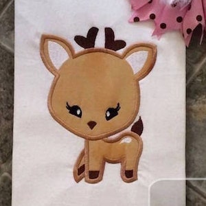 Girl Reindeer or deer applique machine embroidery design