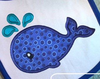 Whale appliqué machine embroidery design