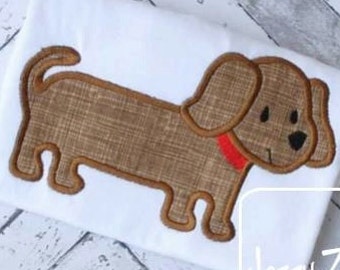 Dachshund dog applique machine embroidery design