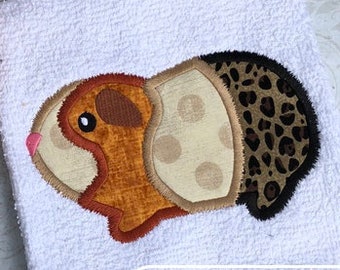 Fuzzy Guinea pig applique machine embroidery design