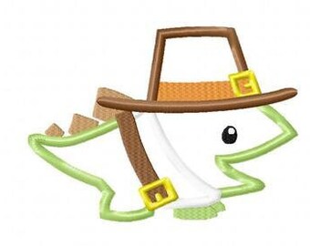 Dinosaur Pilgrim applique machine embroidery design