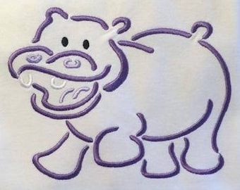 Hippopotamus satin stitch machine embroidery design