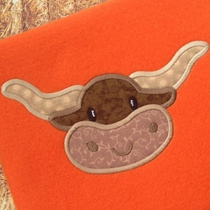Longhorn head appliqué machine embroidery design