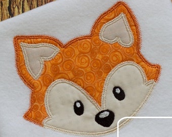 Fox head vintage stitch appliqué machine embroidery design