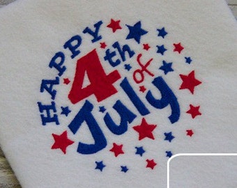 Happy 4th of July Filled machine embroidery design