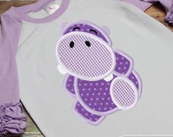 Hippo appliqué machine embroidery design