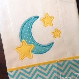 Moon and Stars appliqué machine embroidery design