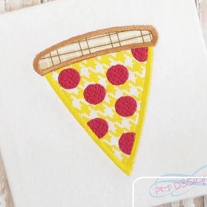 Slice of Pepperoni Pizza applique machine embroidery design image 1