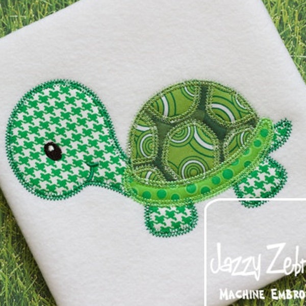 Turtle vintage stitch appliqué machine embroidery design