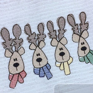 4 Christmas Reindeer Sketch machine Embroidery Design