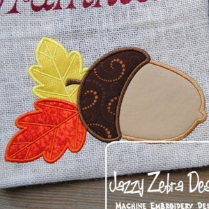 Fall Acorn and Leaves Appliqué machine embroidery Design