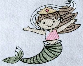 Mermaid Sketch Embroidery Design