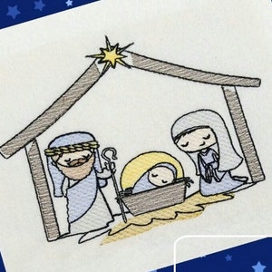 Weihnachtskrippe Skizze Stickdatei
