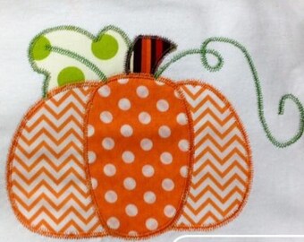 Pumpkin vintage stitch appliqué machine embroidery design