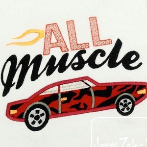 All Muscle saying Muscle Car appliqué machine embroidery design