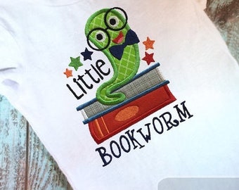 Little Bookworm appliqué machine embroidery design