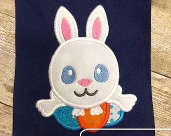 Bunny with Easter eggs appliqué machine embroidery design