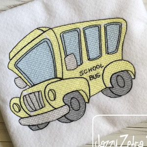 School Bus Sketch machine embroidery design