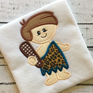 Cave boy appliqué machine embroidery design