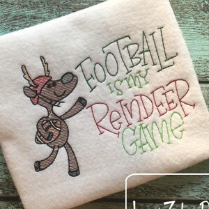 Football is my reindeer game sketch machine embroidery design