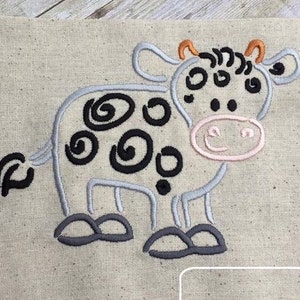 Cow satin stitch machine embroidery design