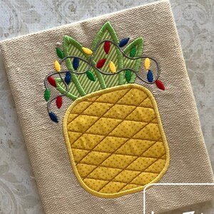 Pineapple with Christmas lights appliqué machine embroidery design